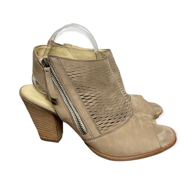 𝅺paul Green Willow Suede Peep Toe Stacked Heeled Sandal, Zippered, 9.5 - Picture 1 of 12